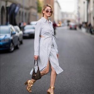 Tibi Cut Out Checked Wrap Dress